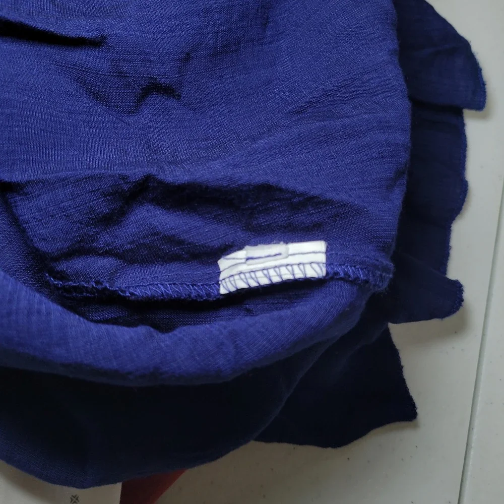 Unbranded‎ Basic Blue Shift Dress Womens XL Ruffle Hem Short Sleeve Casual